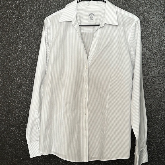 Brooks Brothers Women’s Tailored White Pinstripe Dress Shirt - Picture 1 of 7
